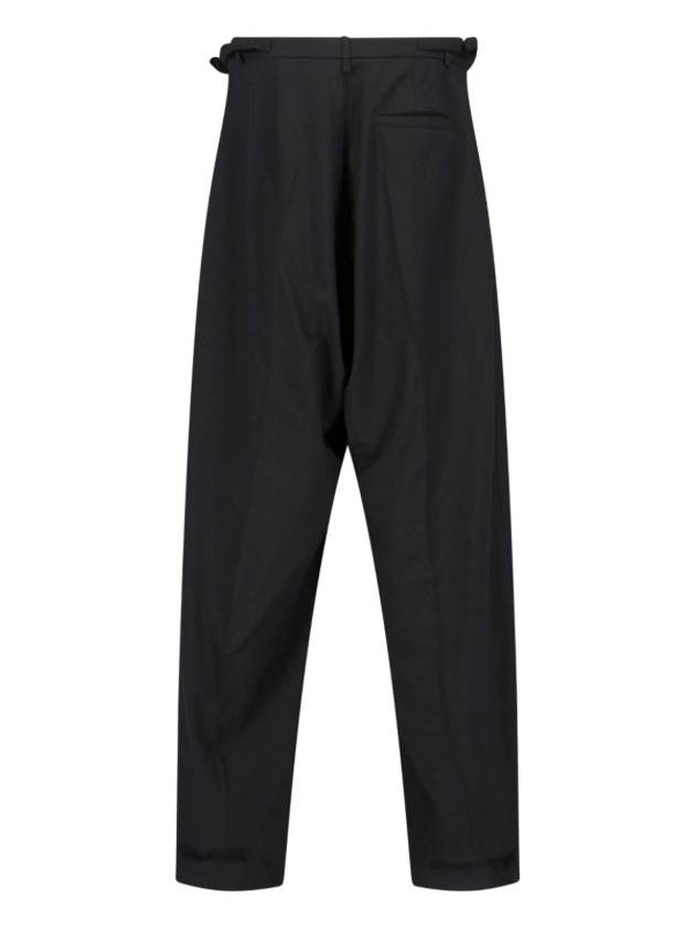 Luxury Balenciaga Waist Buckle Strap Straight Pants Black