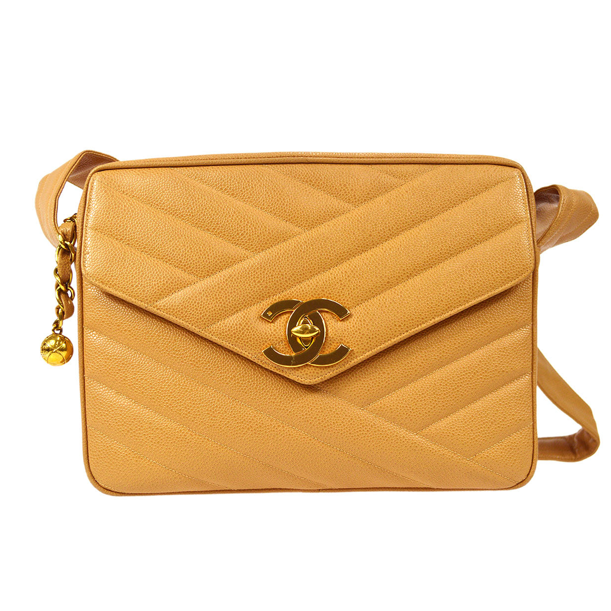 Luxury Chanel 1994-1996 Diagonal Pocket Camera Bag Jumbo Beige Caviar