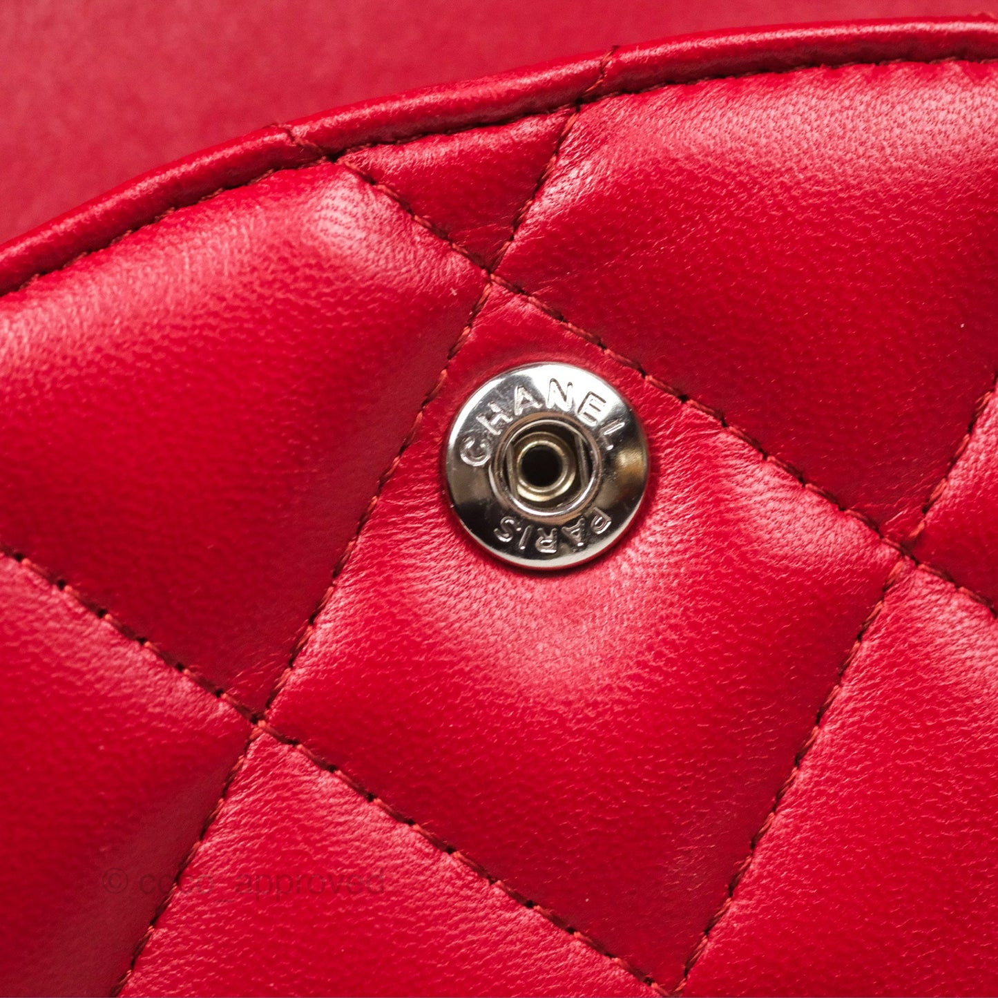 Chanel Jumbo Double Flap Red Lambskin Silver Hardware