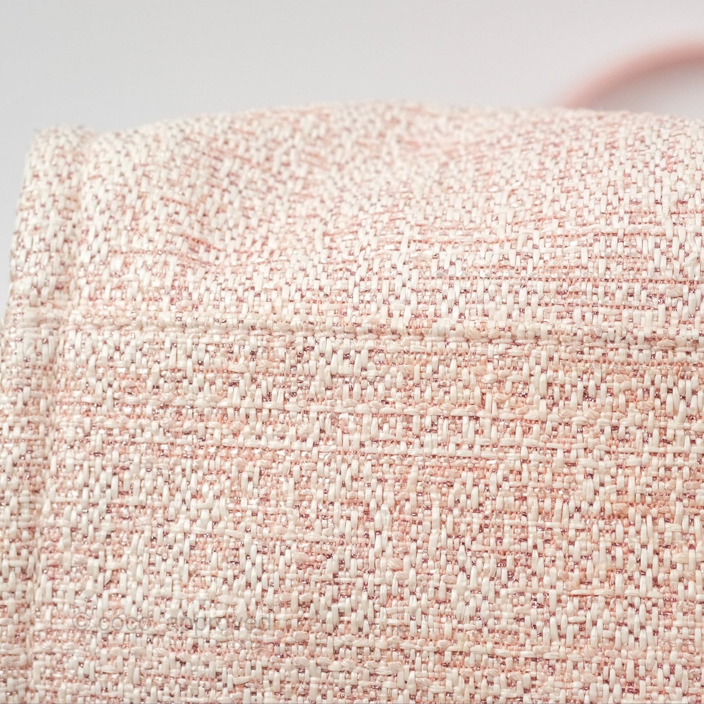 Chanel Large Deauville Tote Pink Woven Tweed Gold Hardware