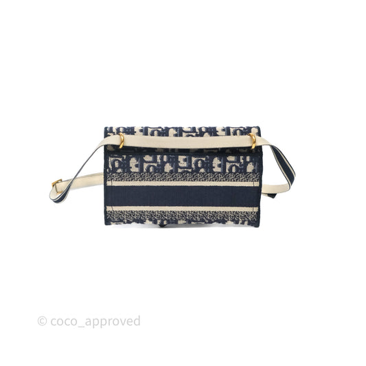 Christian Dior Navy Oblique Slim Saddle Pouch