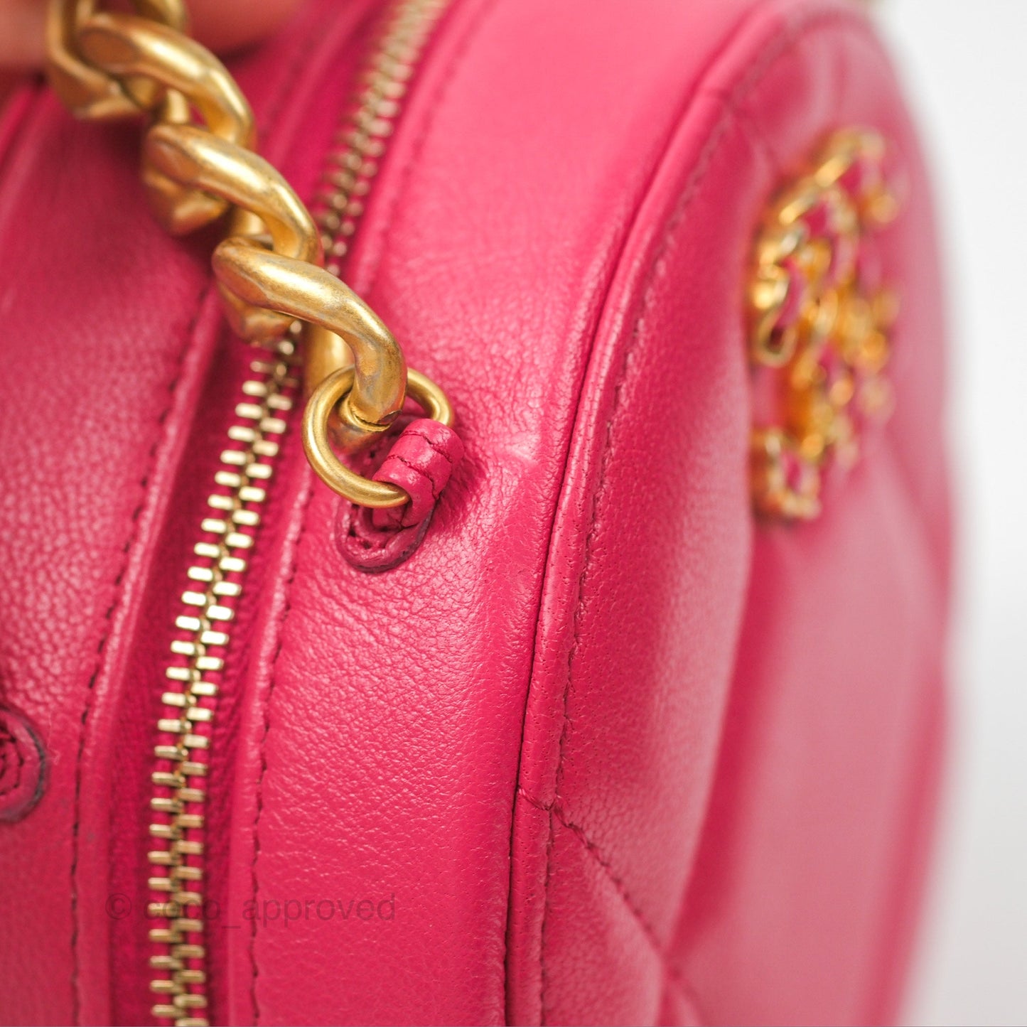 Chanel 19 Round Clutch With Chain Dark Pink Mixed Hardware