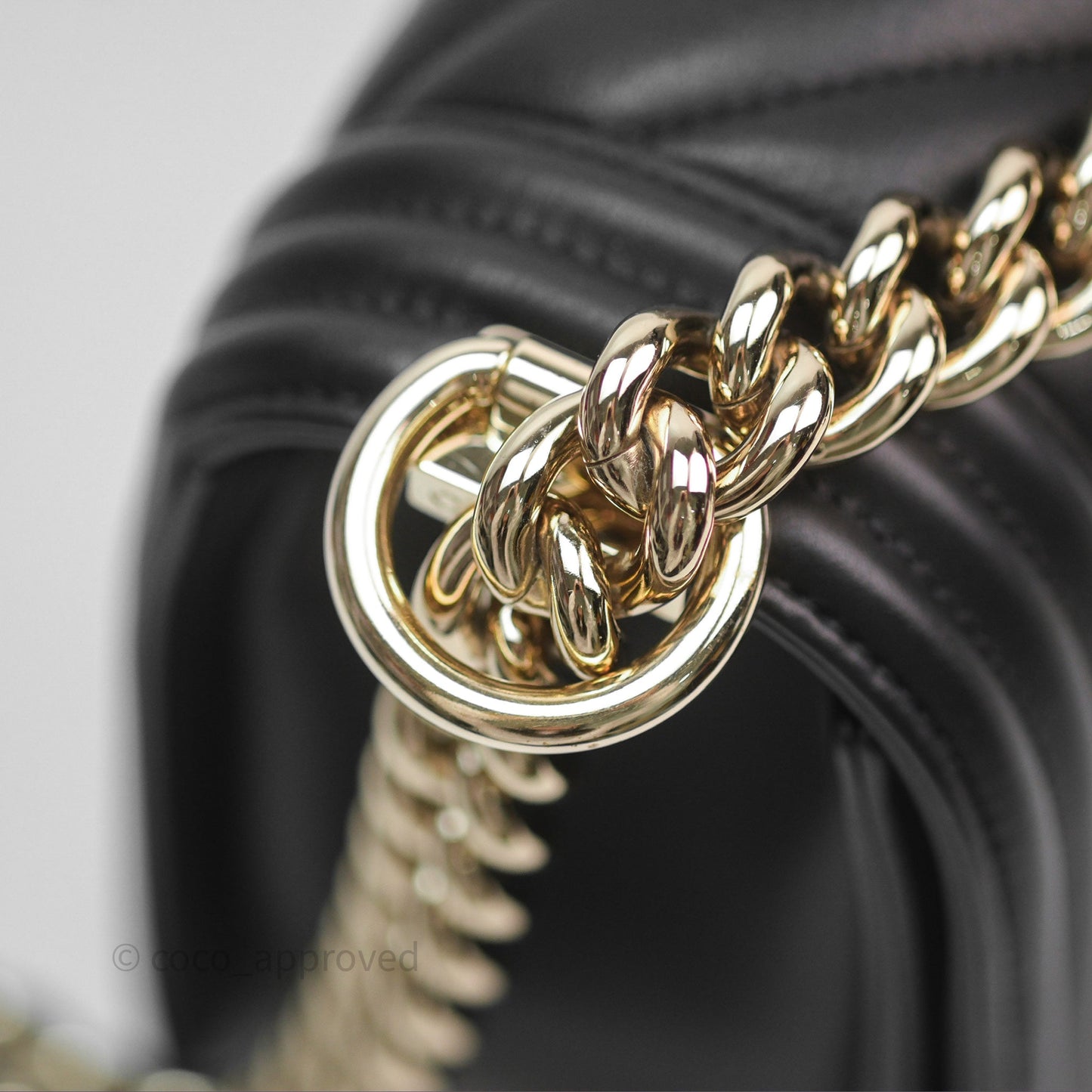 Chanel Medium Boy Chevron Black Calfskin Gold Hardware