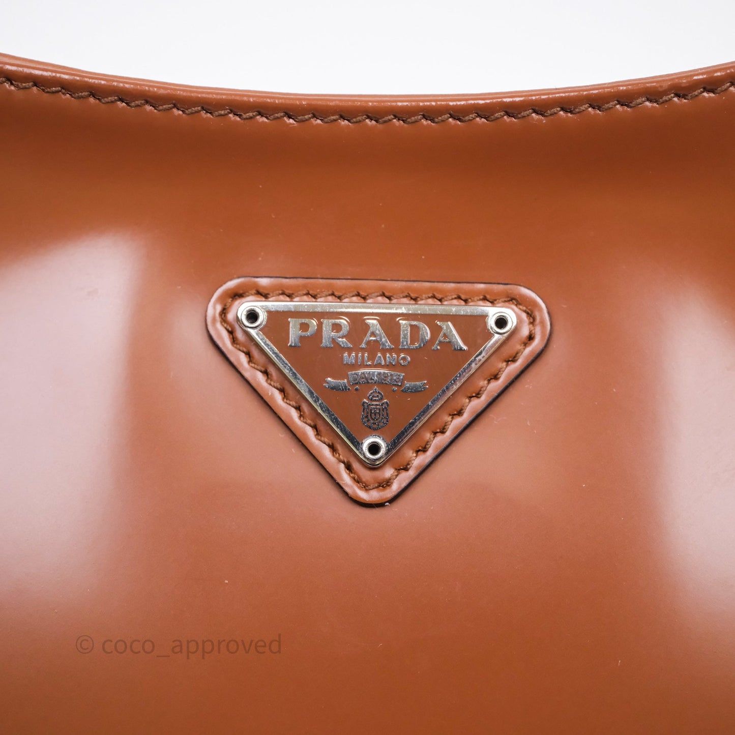 Prada Cleo Brushed Leather Shoulder Bag Brown