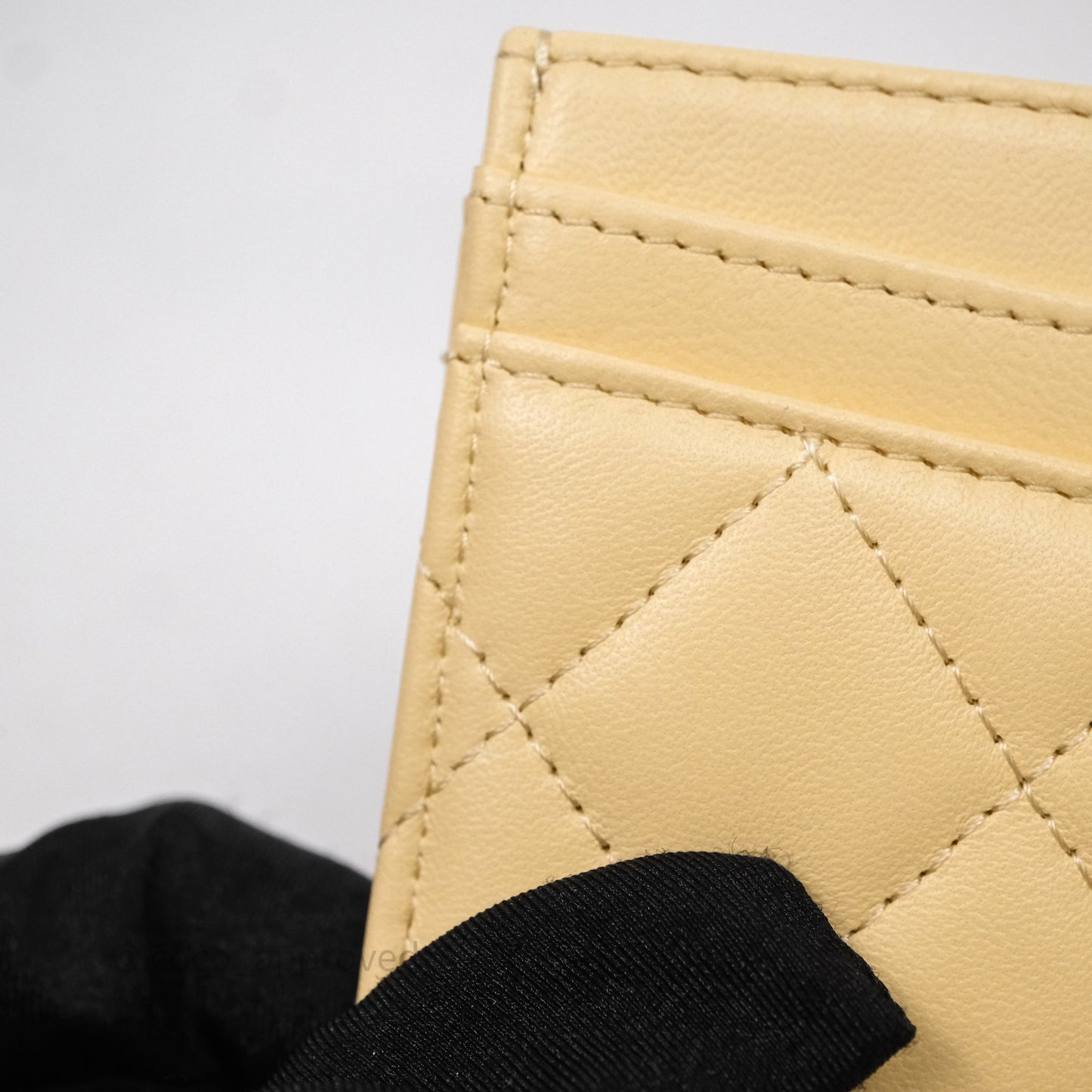 Chanel Classic Flat Card Holder Yellow Lambskin Gold Hardware