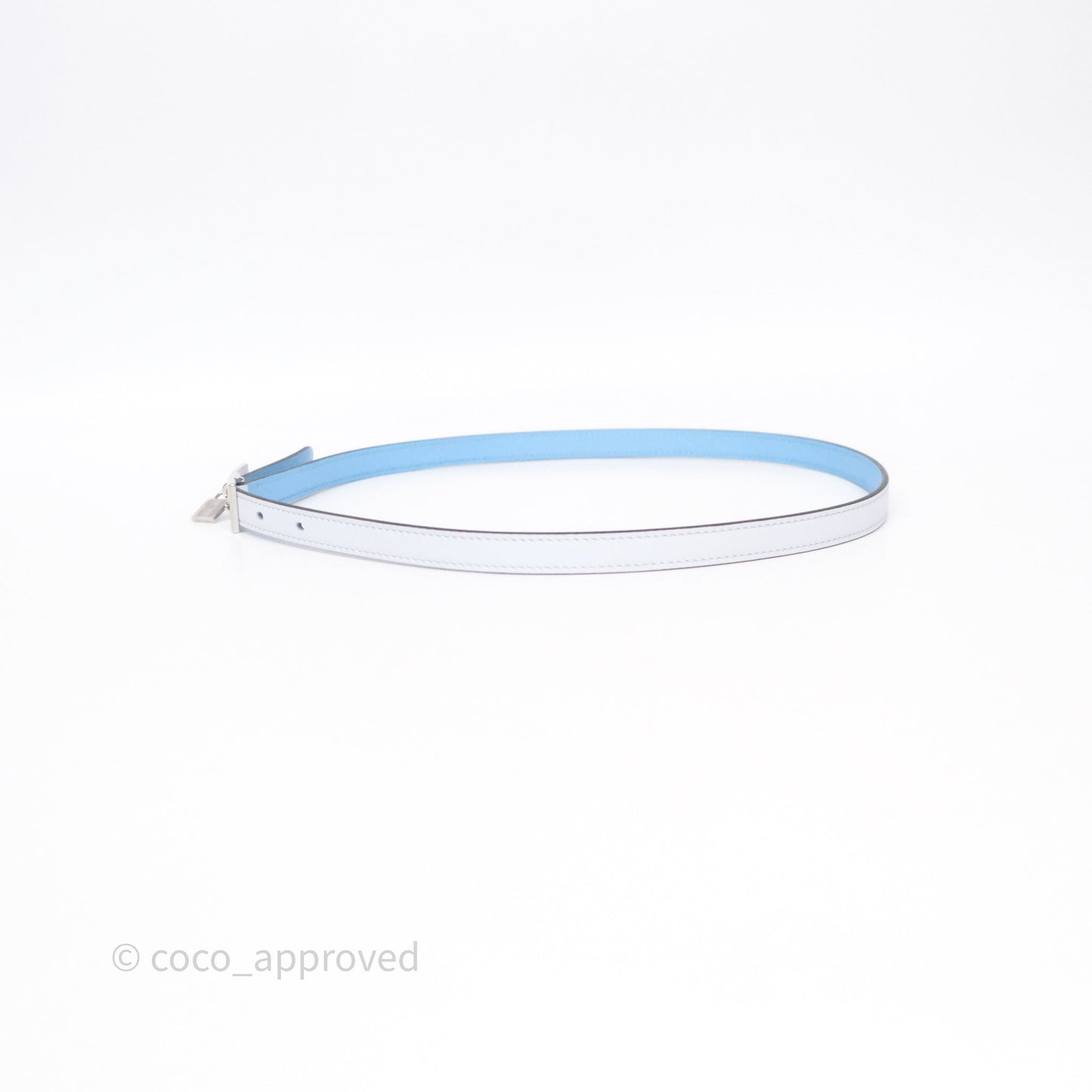 Hermès Lucky 15 Light Blue Reversible Swift/Epsom Belt Palladium Hardware