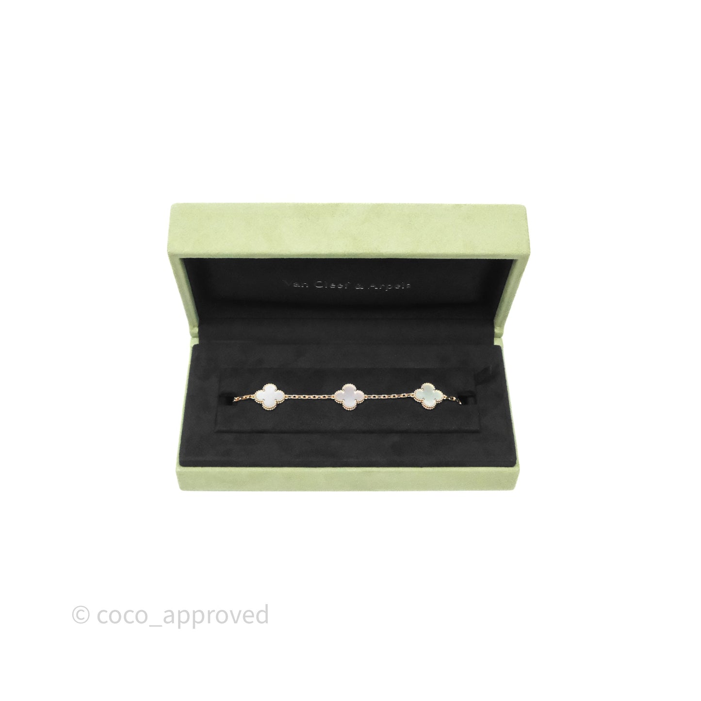 Van Cleef & Arpels Vintage Alhambra 5 Motifs White Mother-of-pearl Yellow Gold Bracelet