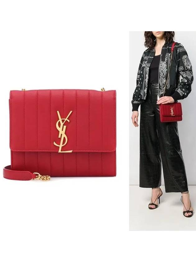 Luxury Saint Laurent Monogram Vicky Mini Shoulder Bag Red