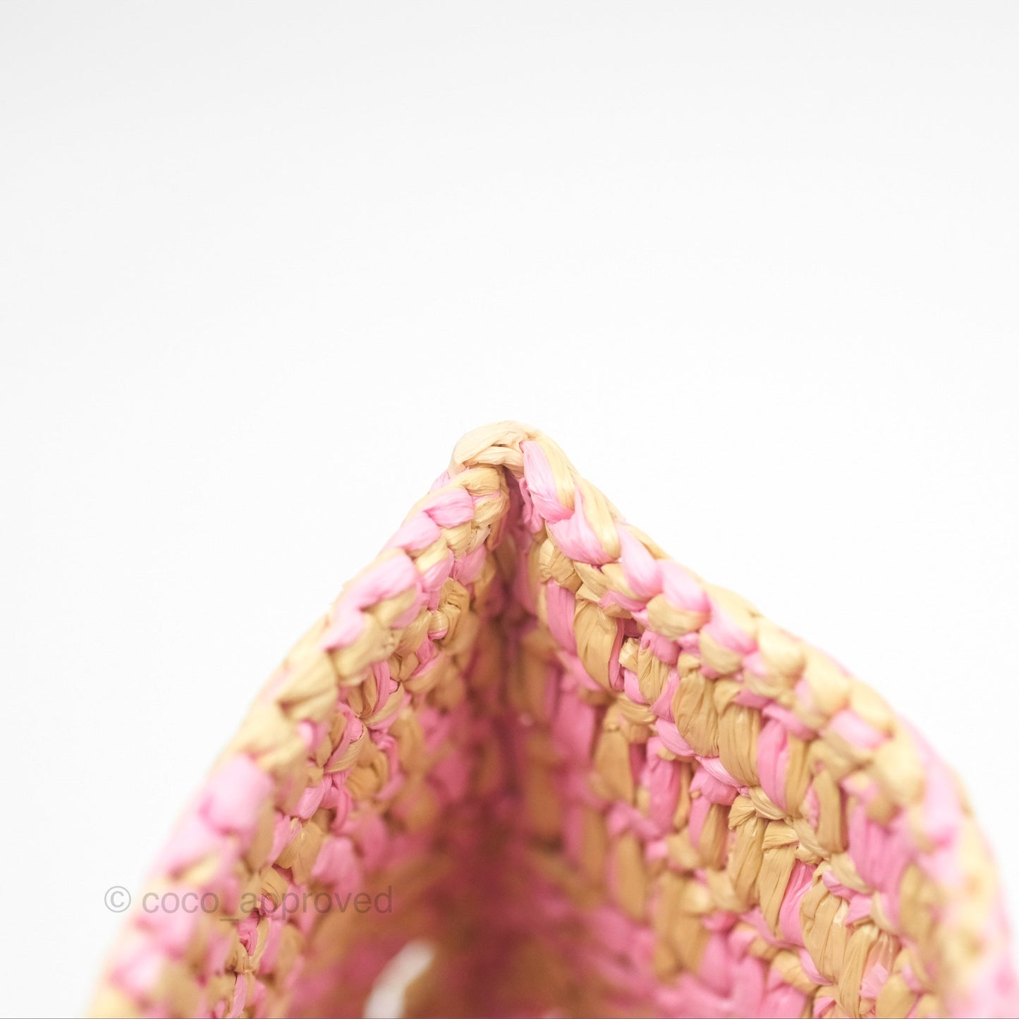 Chanel Coco Beach Bag Raffia Effect Braided Pink Beige Gold Hardware 24A