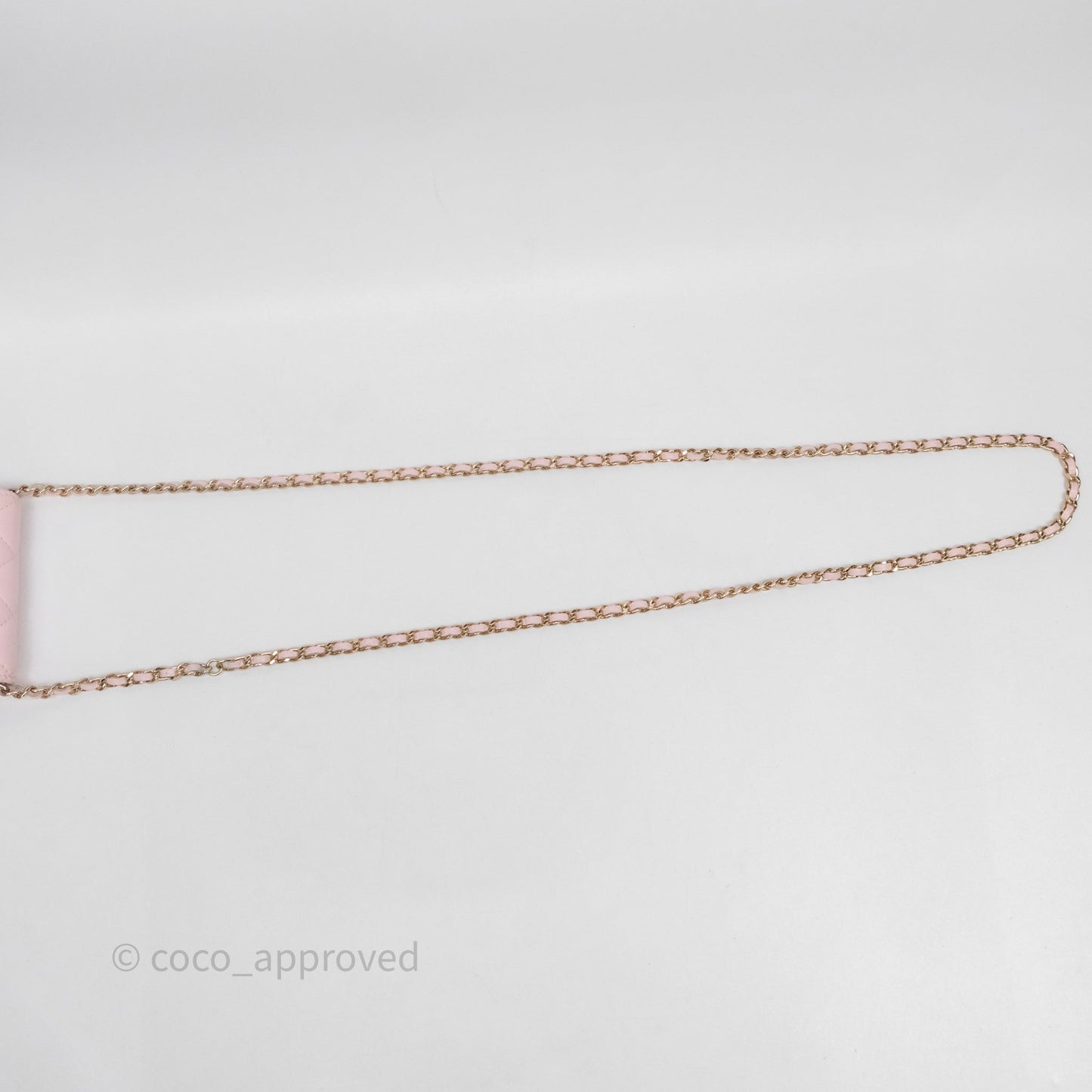 Chanel Quilted Crystal CC Pink Caviar Airpods Phone Case With Chain Light Gold Hardware