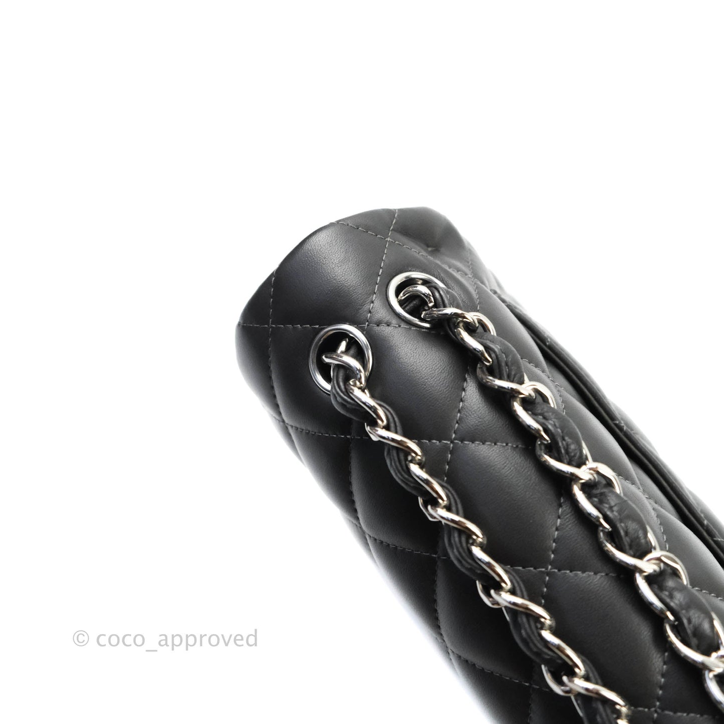 Chanel Jumbo Double Flap Dark Grey Lambskin Silver Hardware⁣⁣