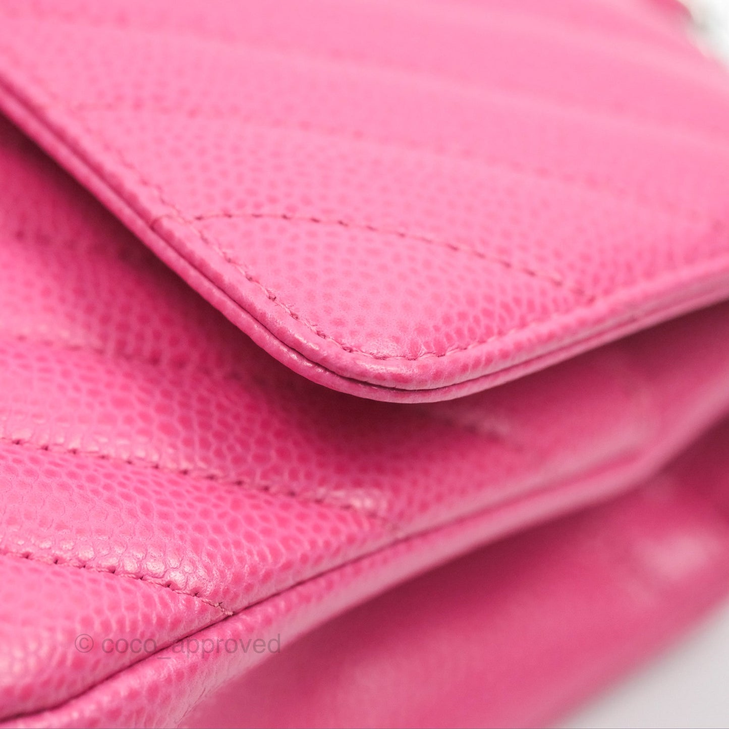 Chanel Medium Classic Flap Chevron Pink Caviar Silver Hardware