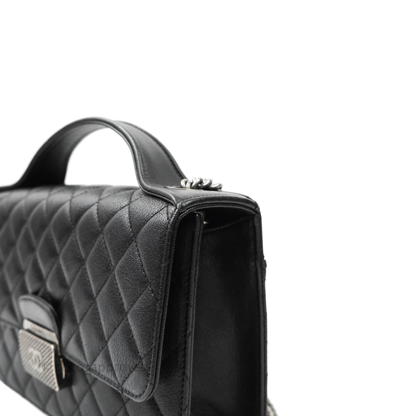 Chanel Small CC University Flap Bag Black Calfskin Ruthenium Hardware