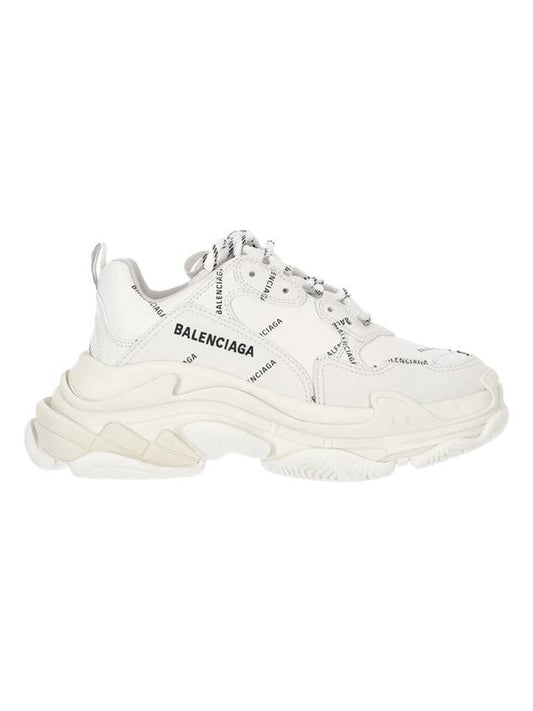 Luxury Balenciaga Triple S All-Over Logo Low Top Sneakers White