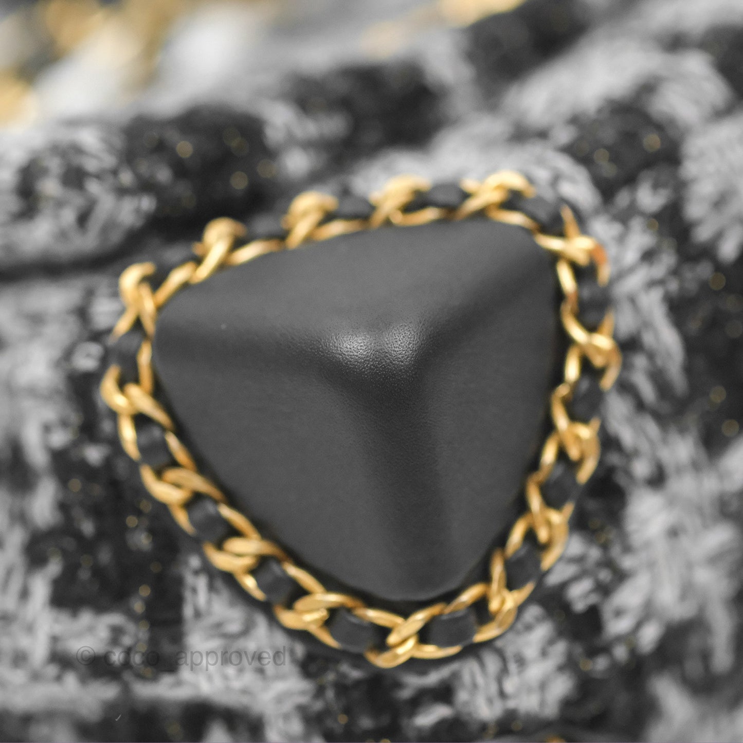 Chanel Mini Flag Bag Black & Grey Tweed Aged Gold Hardware