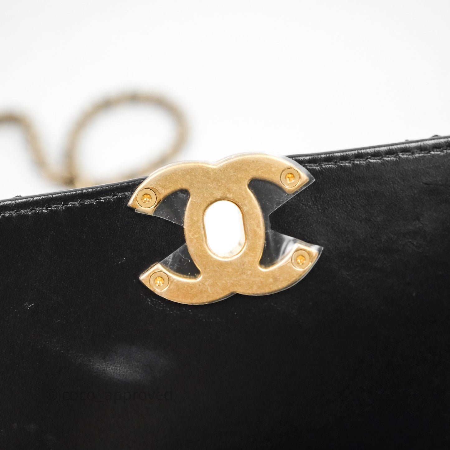 Chanel Mini Perfect Fit Adjustable Chain Black Calfskin Aged Gold Hardware