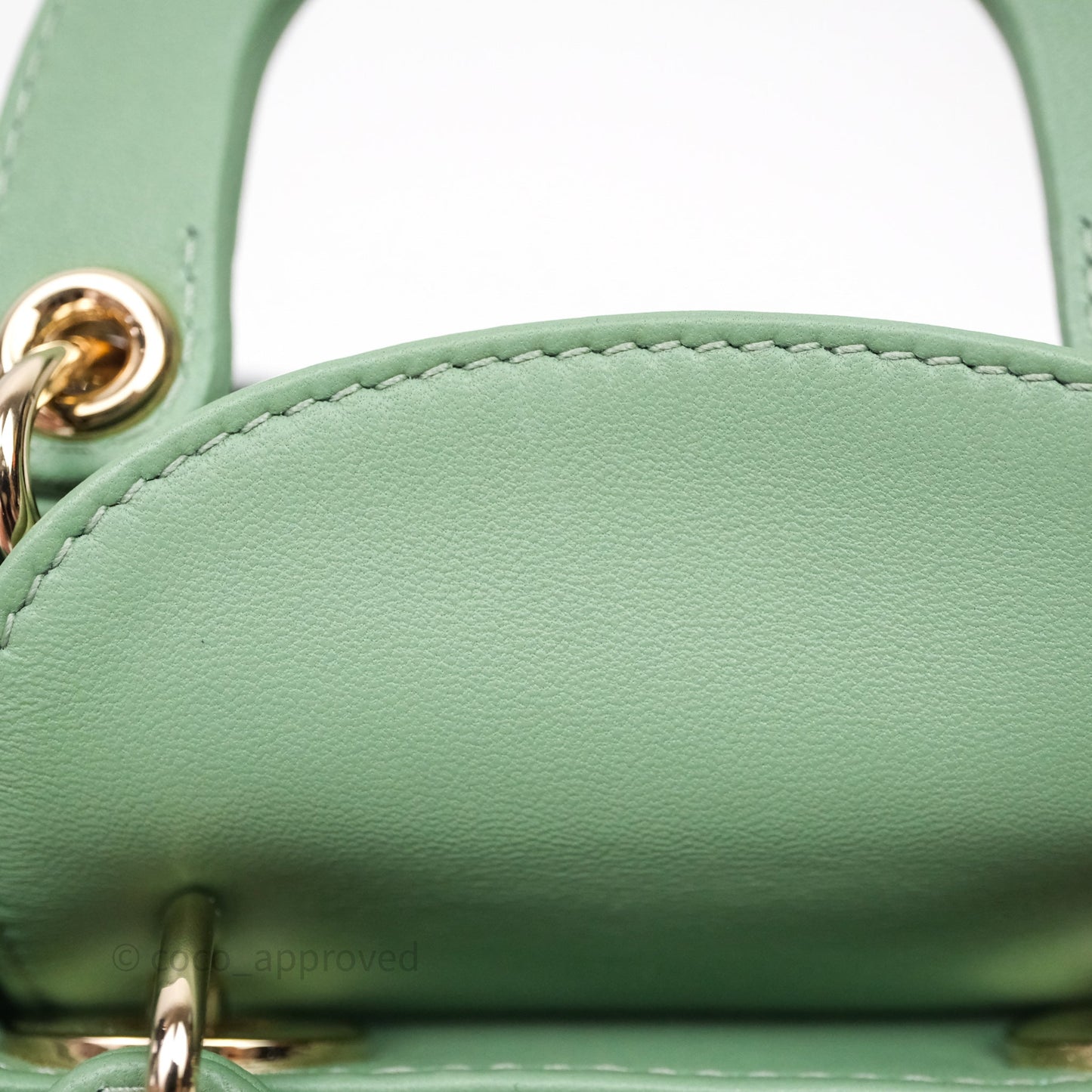 Christian Dior Micro Lady Dior Green Lambskin Cannage Gold Hardware