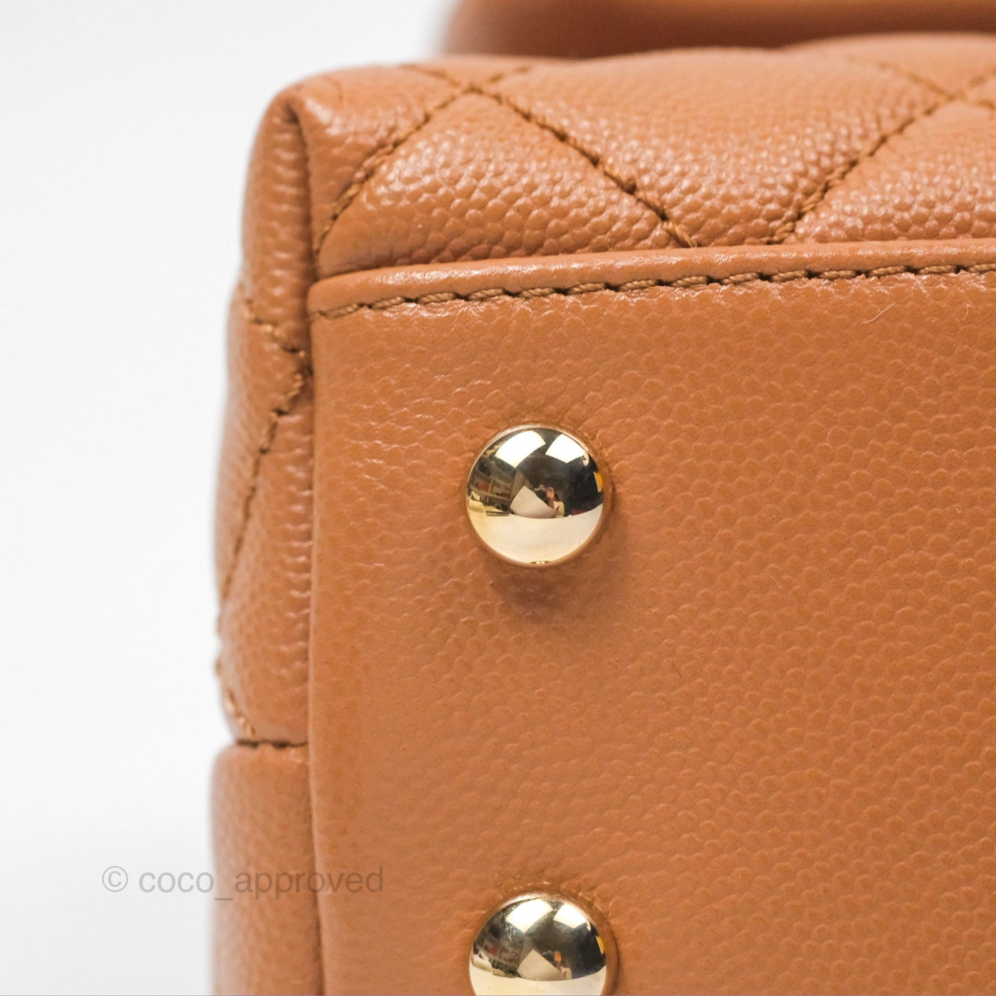 Chanel Small Coco Handle Quilted Dark Beige Caviar Gold Hardware