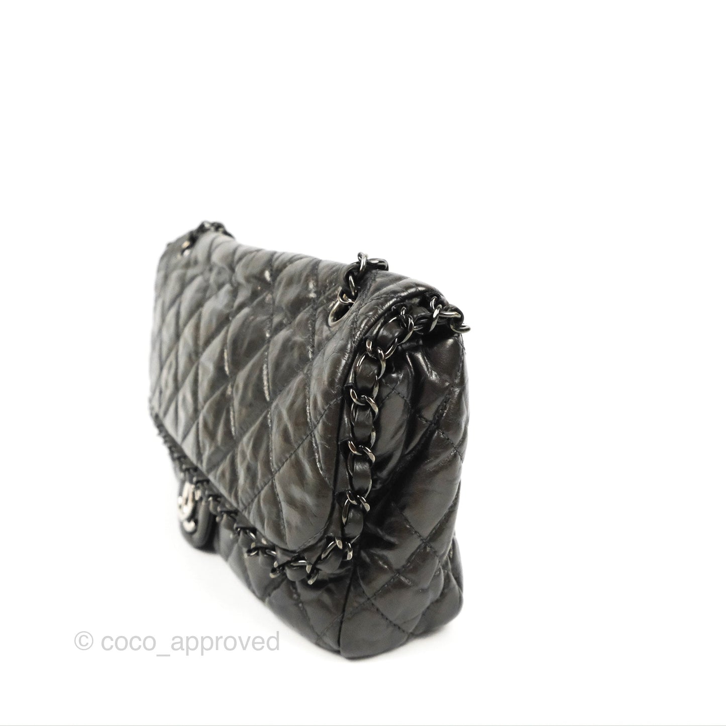 Chanel Medium Chain Me Flap Bag Metallic Dark Grey Calfskin Gun Metal