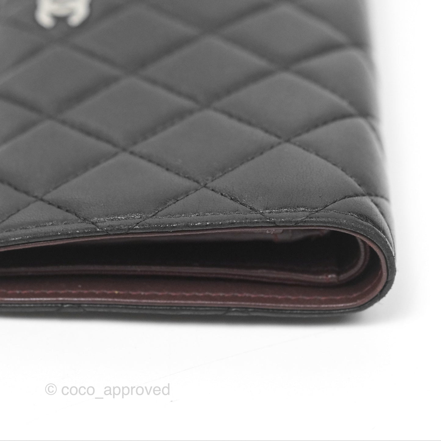 Chanel Classic Quilted Long Wallet Black Lambskin Silver Hardware