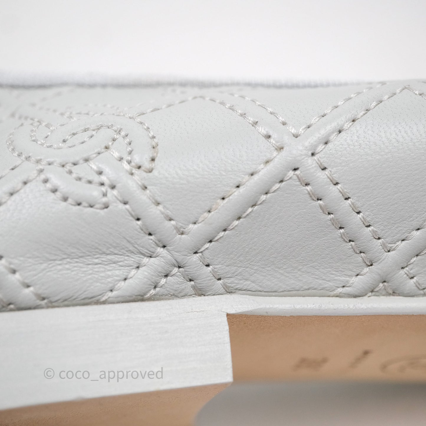 Chanel CC Quilted Grey Ballerina Flats Size 39