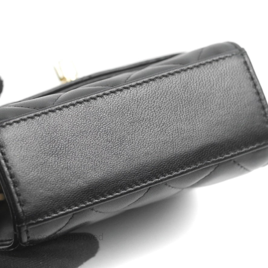 Chanel Mini Quilted Trendy CC Clutch With Chain Black Lambskin Gold Hardware