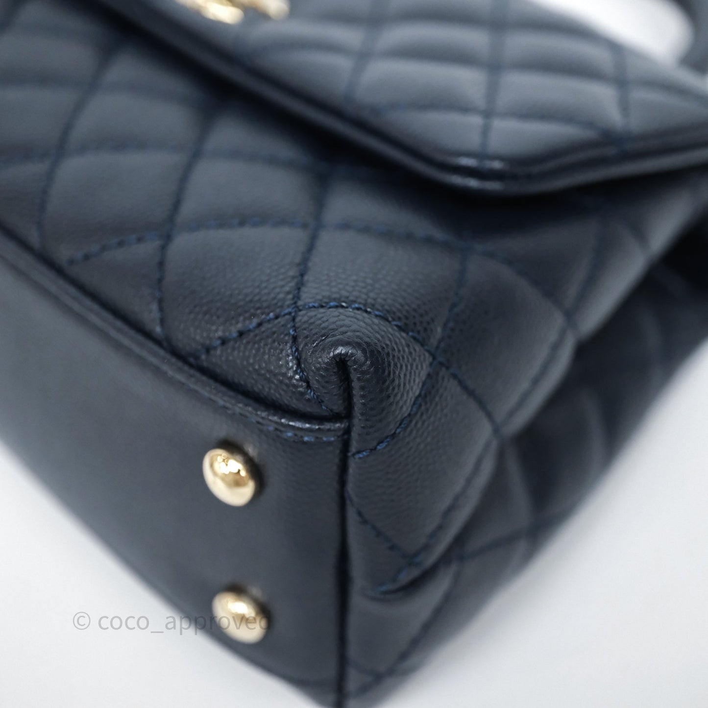 Chanel Small Coco Handle Navy Caviar Light Gold Hardware