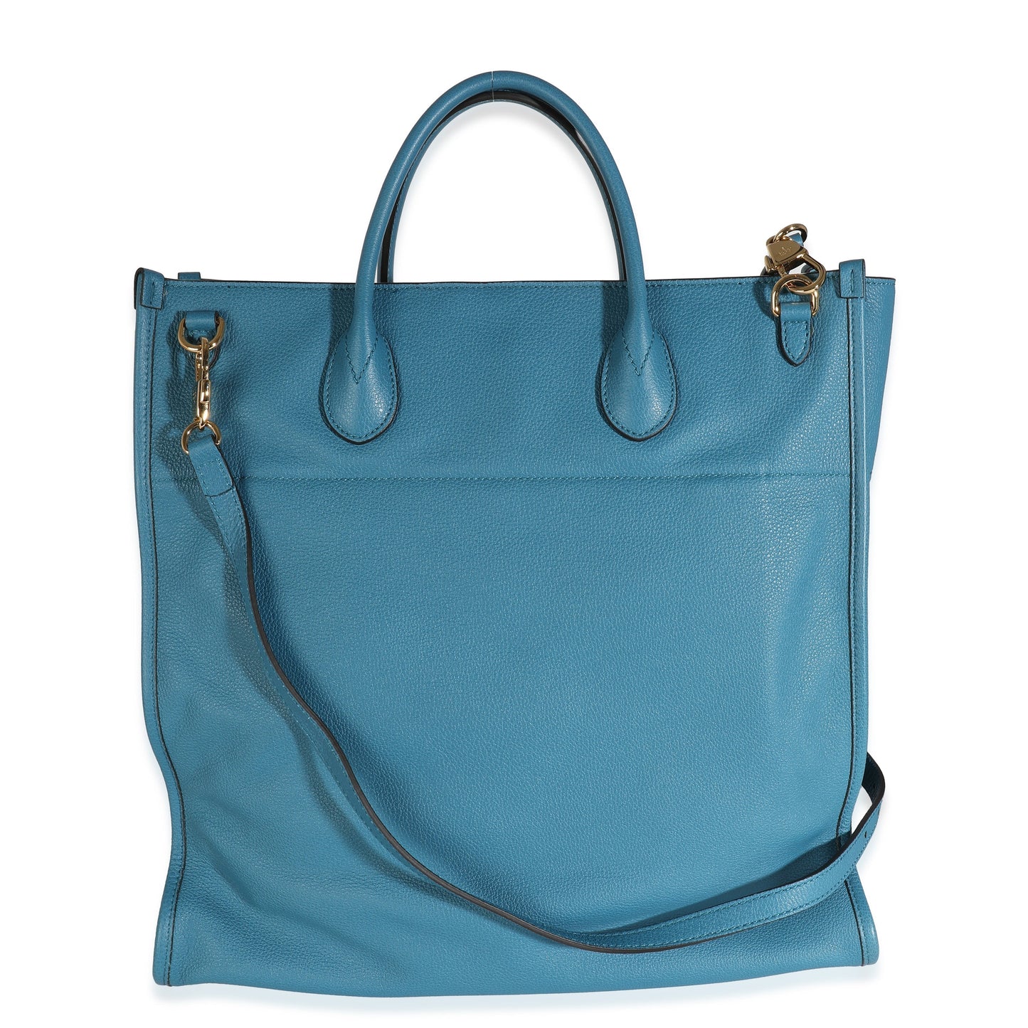 Luxury Gucci Trending 2025 Blue Leather Logo Embossed Shopper Tote