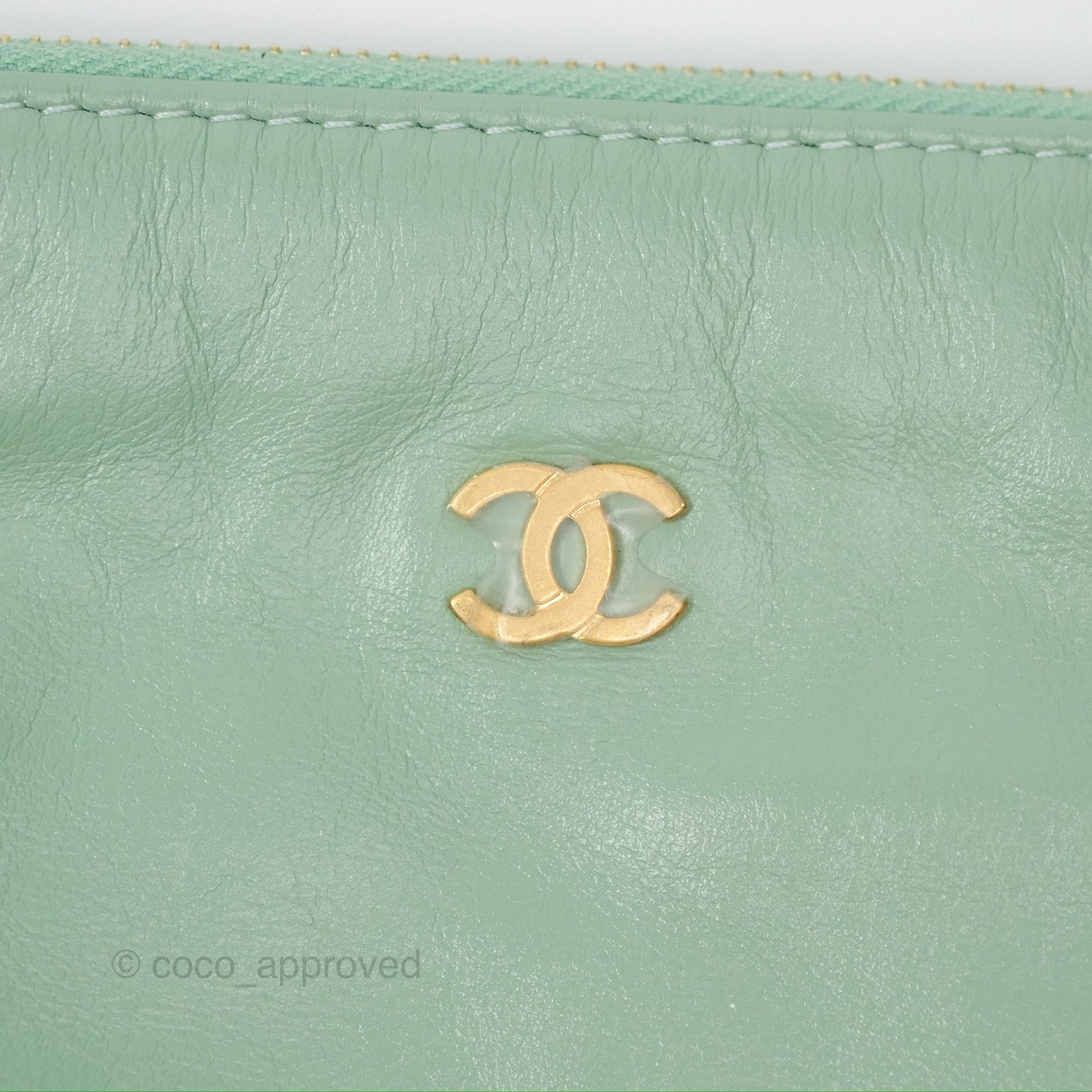 Chanel 22 Small Mint Green Shiny Aged Calfskin Aged Gold Hardware
