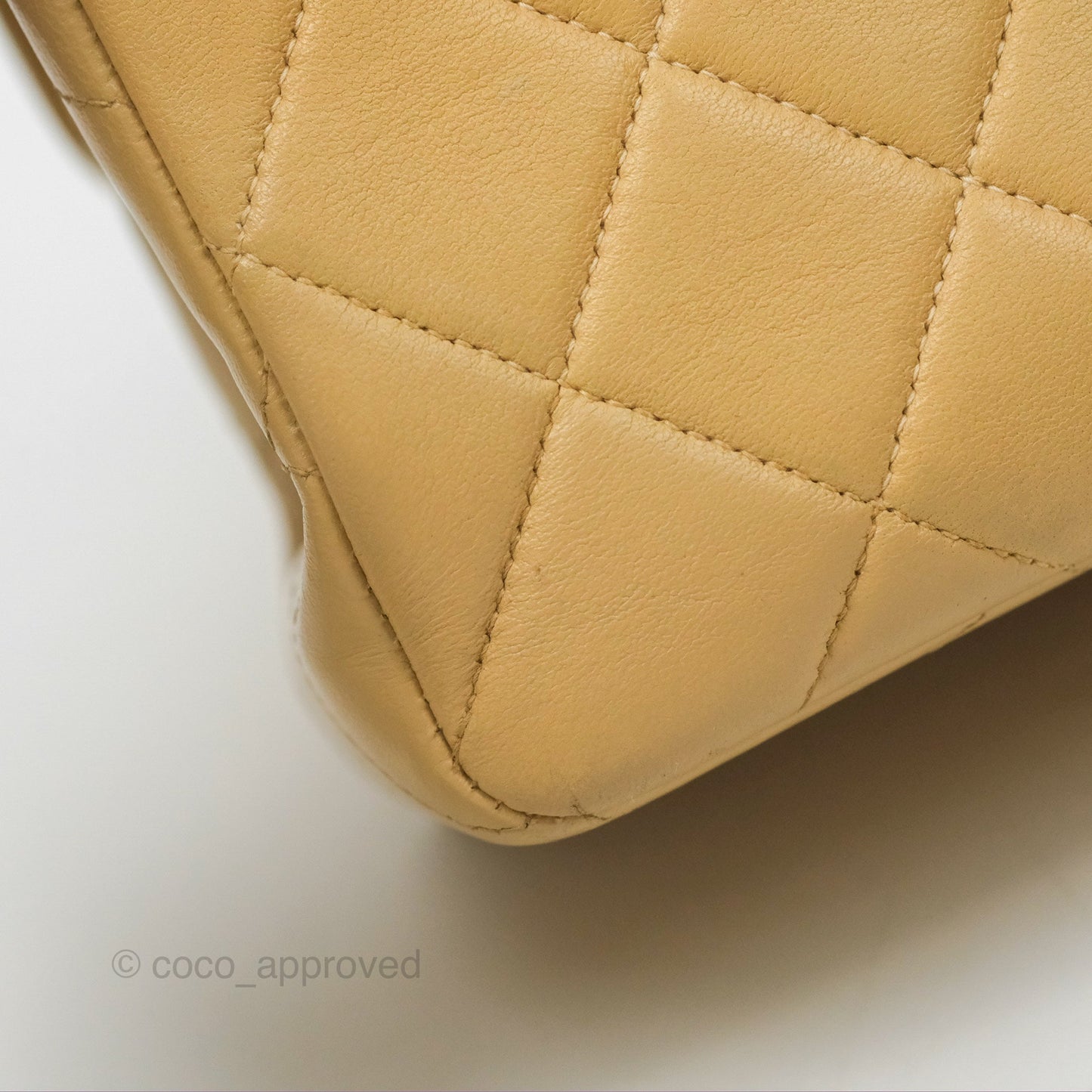 Chanel Vintage Double Sided Flap Bag Quilted Beige Lambskin Gold Hardware