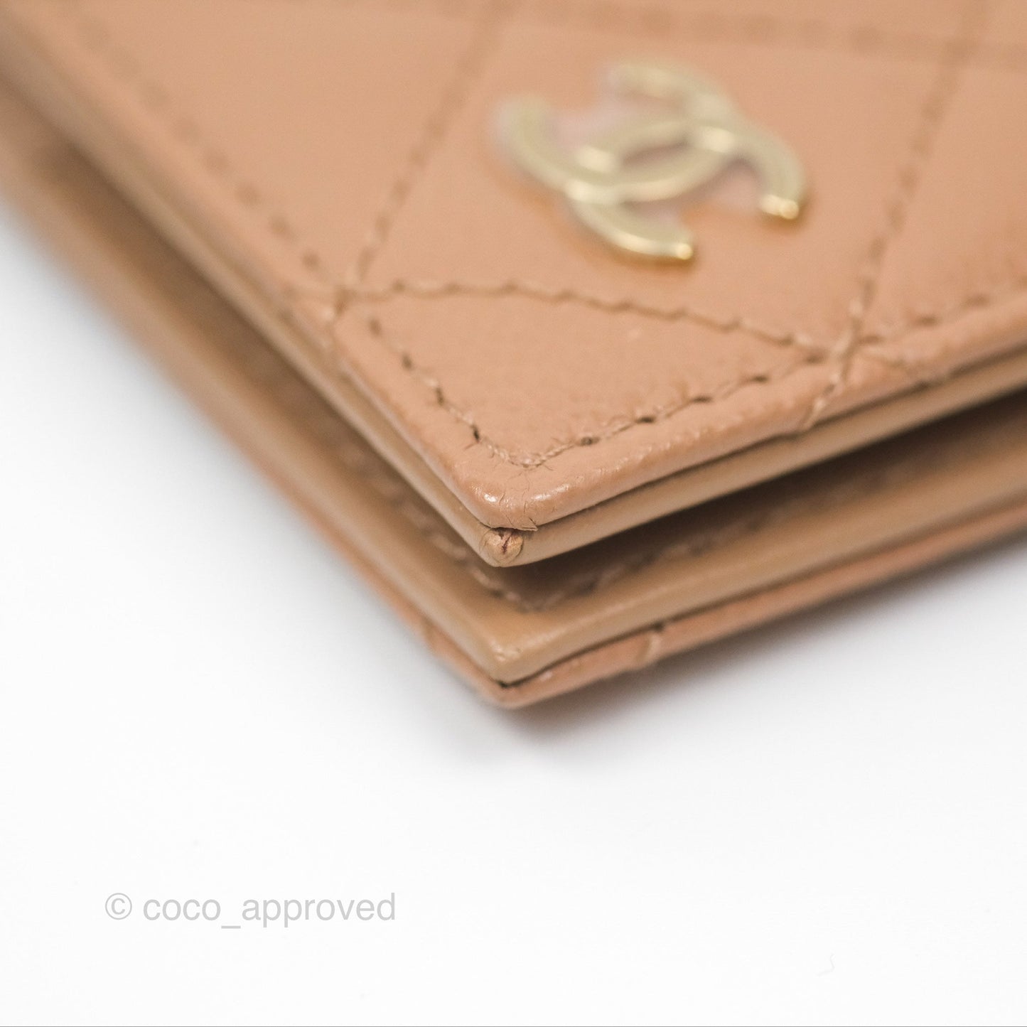 Chanel Classic Quilted Passport Holder Caviar Beige Gold Hardware