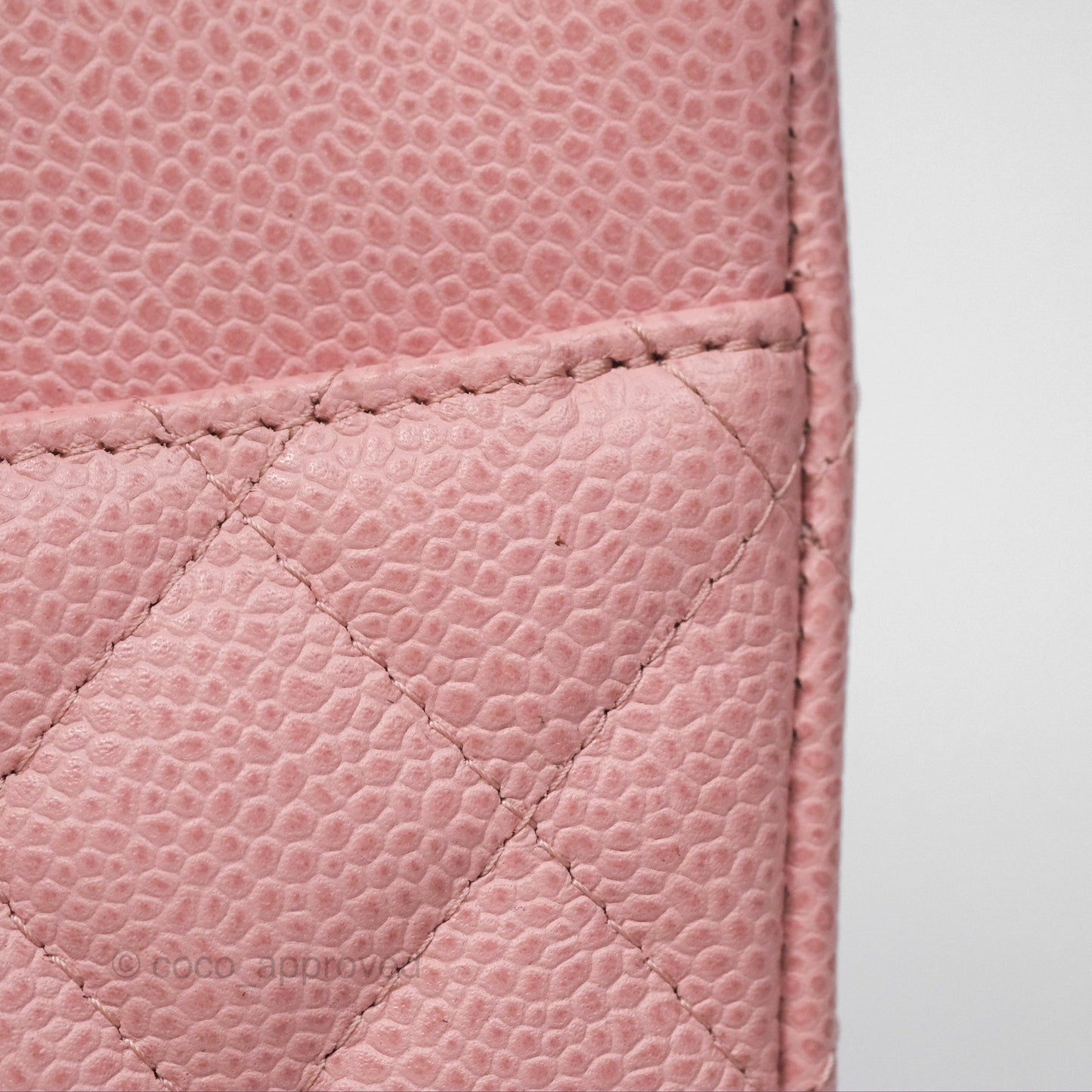 Chanel Vintage Classic M/L Medium Flap Quilted Sakura Pink Caviar 24K Gold Hardware