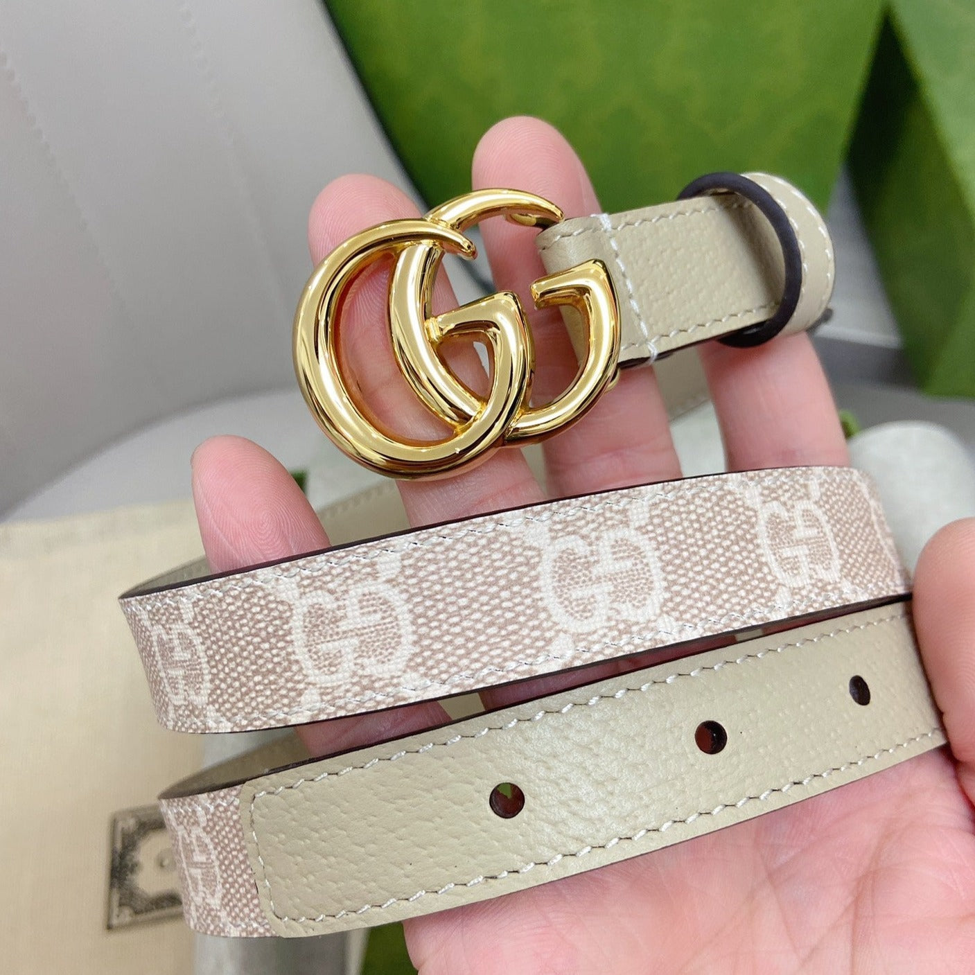 Luxury Gucci GG BELT DOUBLE G BUCKLE 20MM PINK CANVAS