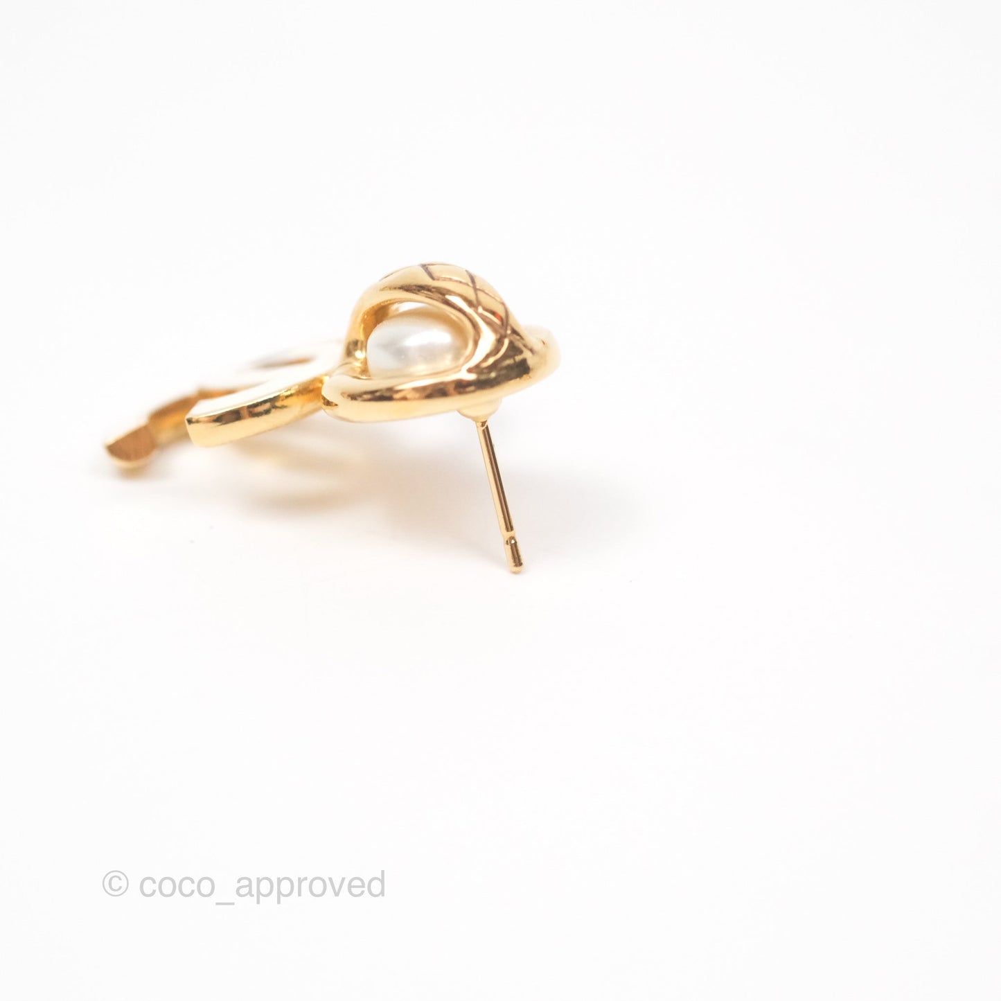 Chanel Pearl Ball Crystal CC Drop Earrings Gold Tone 22S
