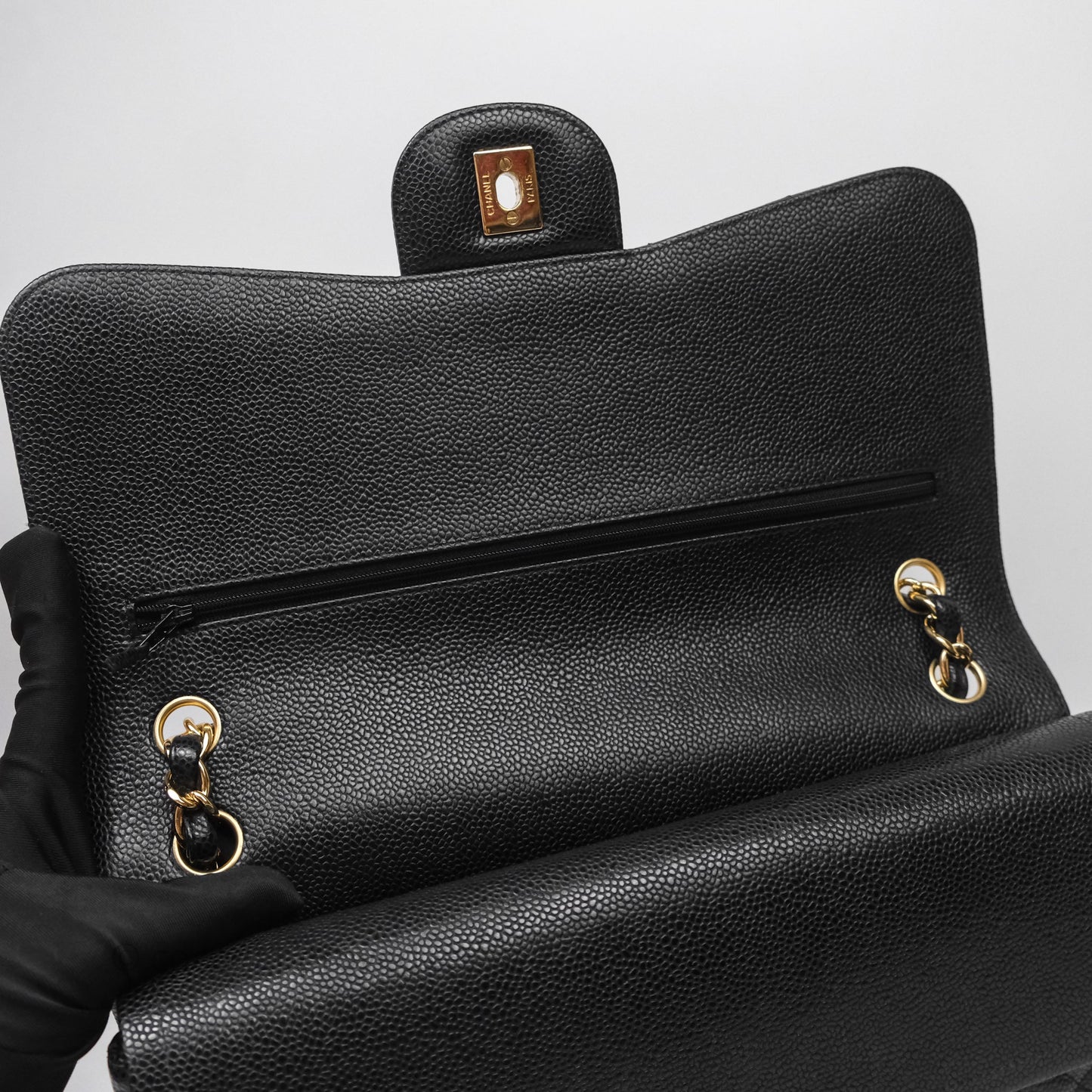 Chanel Jumbo Double Flap Black Caviar Gold Hardware⁣⁣