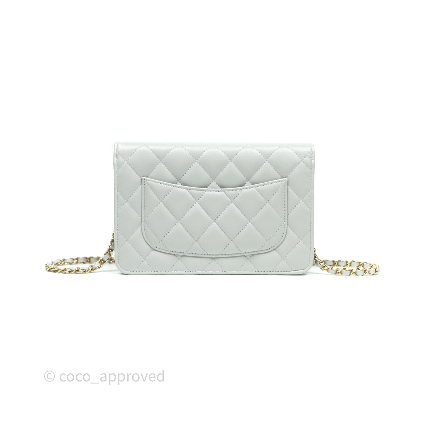 Chanel Classic Quilted Wallet on Chain WOC Grey Lambskin Gold Hardware