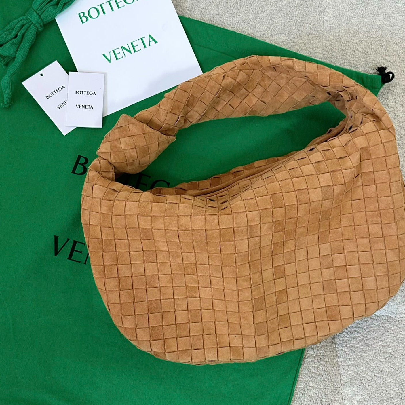Luxury Bottega Veneta BV SMALL JODIE 48CM BROWN SUEDE LEATHER