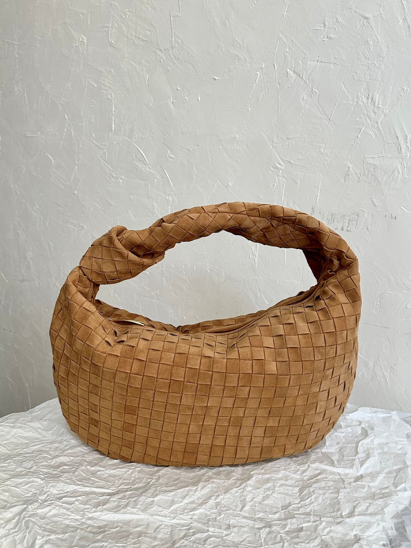 Luxury Bottega Veneta BV SMALL JODIE 48CM BROWN SUEDE LEATHER