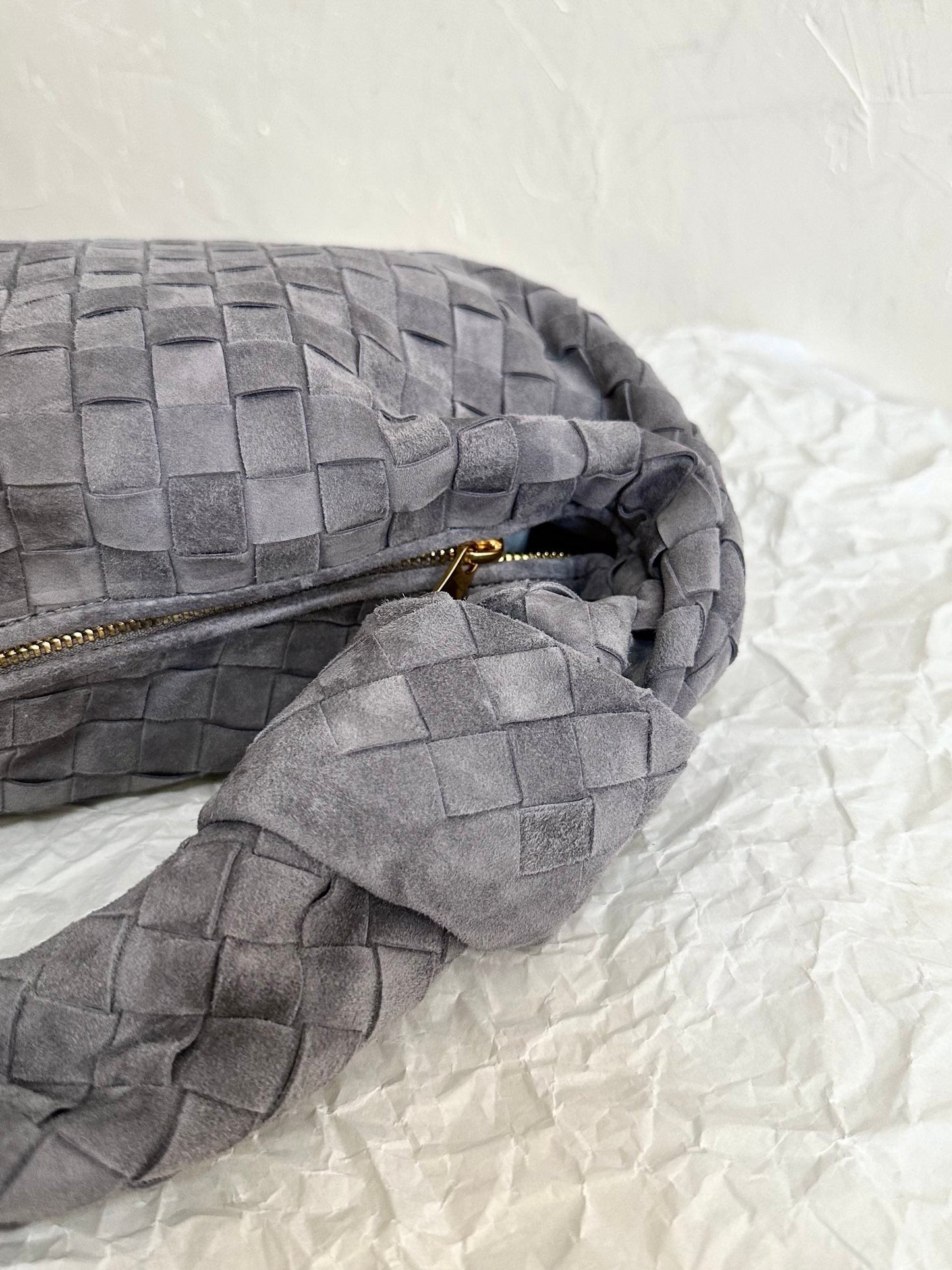 Luxury Bottega Veneta BV SMALL JODIE 48CM GREY SUEDE LEATHER