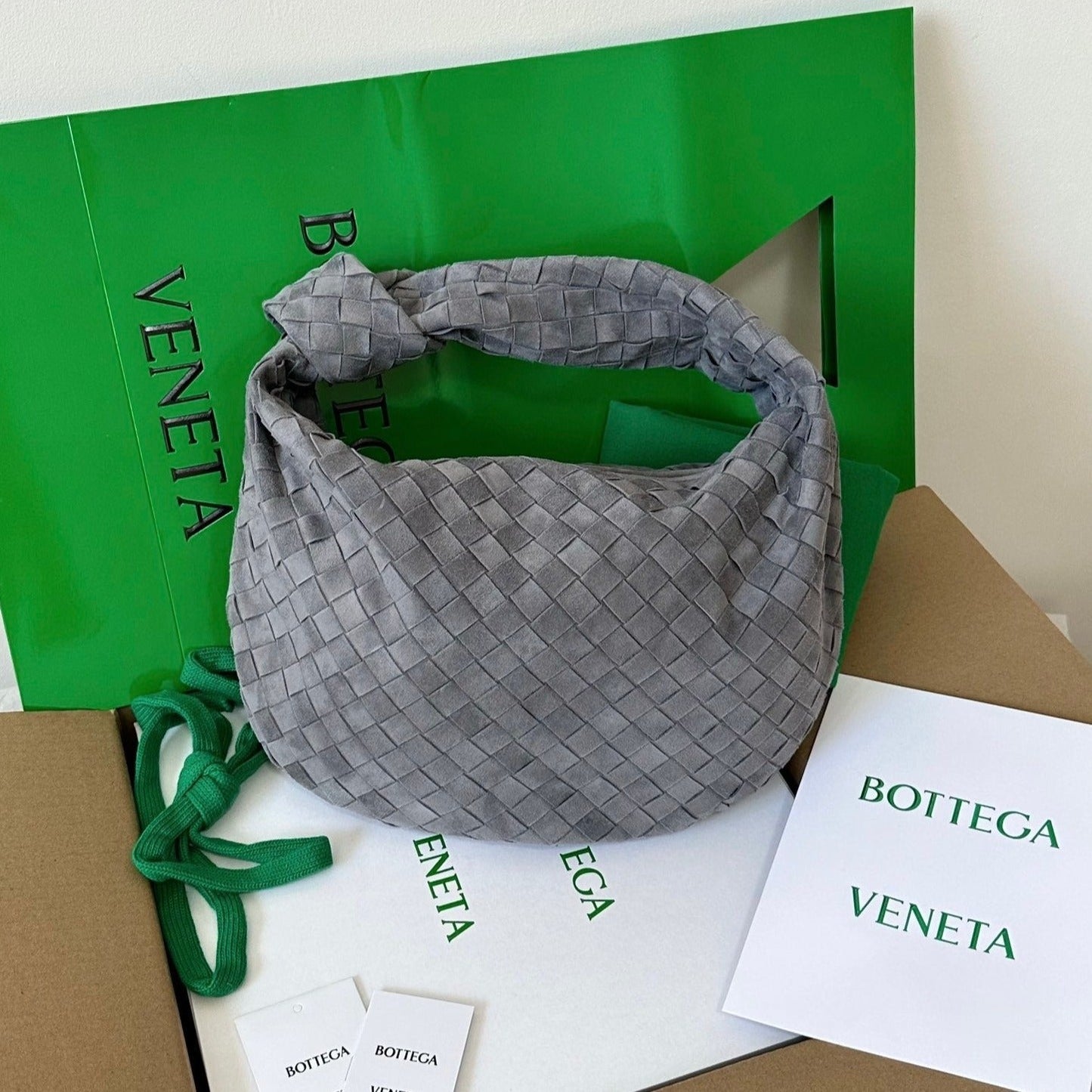 Luxury Bottega Veneta BV TEEN JODIE 36CM GREY SUEDE LEATHER