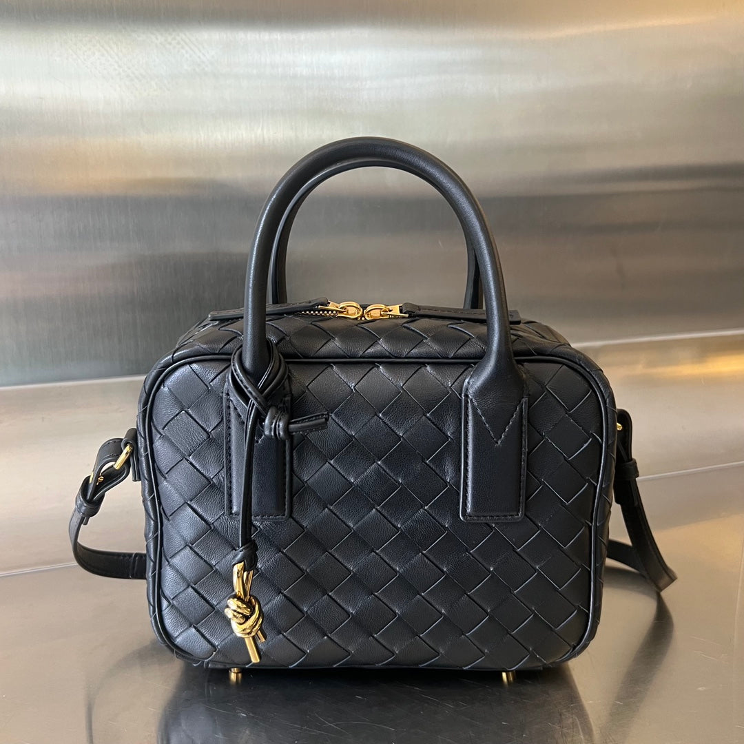 Luxury Bottega Veneta BV GETAWAY SMALL 23CM BLACK LAMBSKIN
