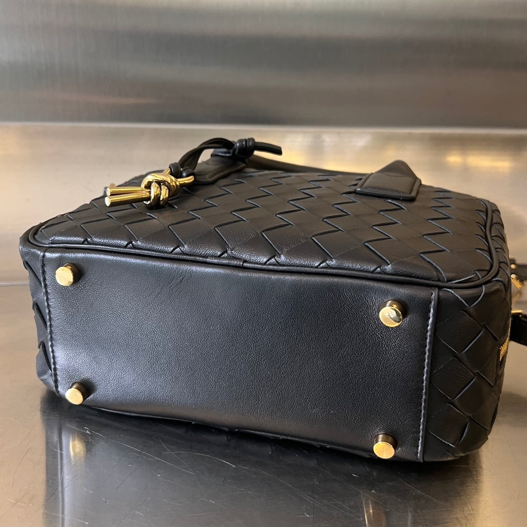 Luxury Bottega Veneta BV GETAWAY SMALL 23CM BLACK LAMBSKIN