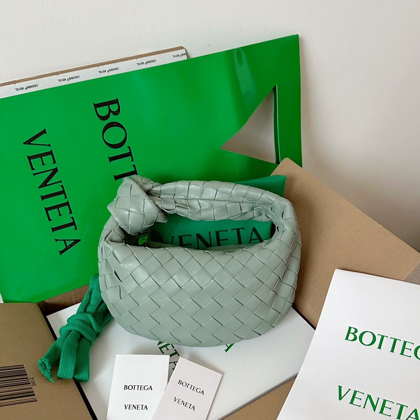 Luxury Bottega Veneta BV MINI JODIE 28CM GREY LAMBSKIN LEATHER