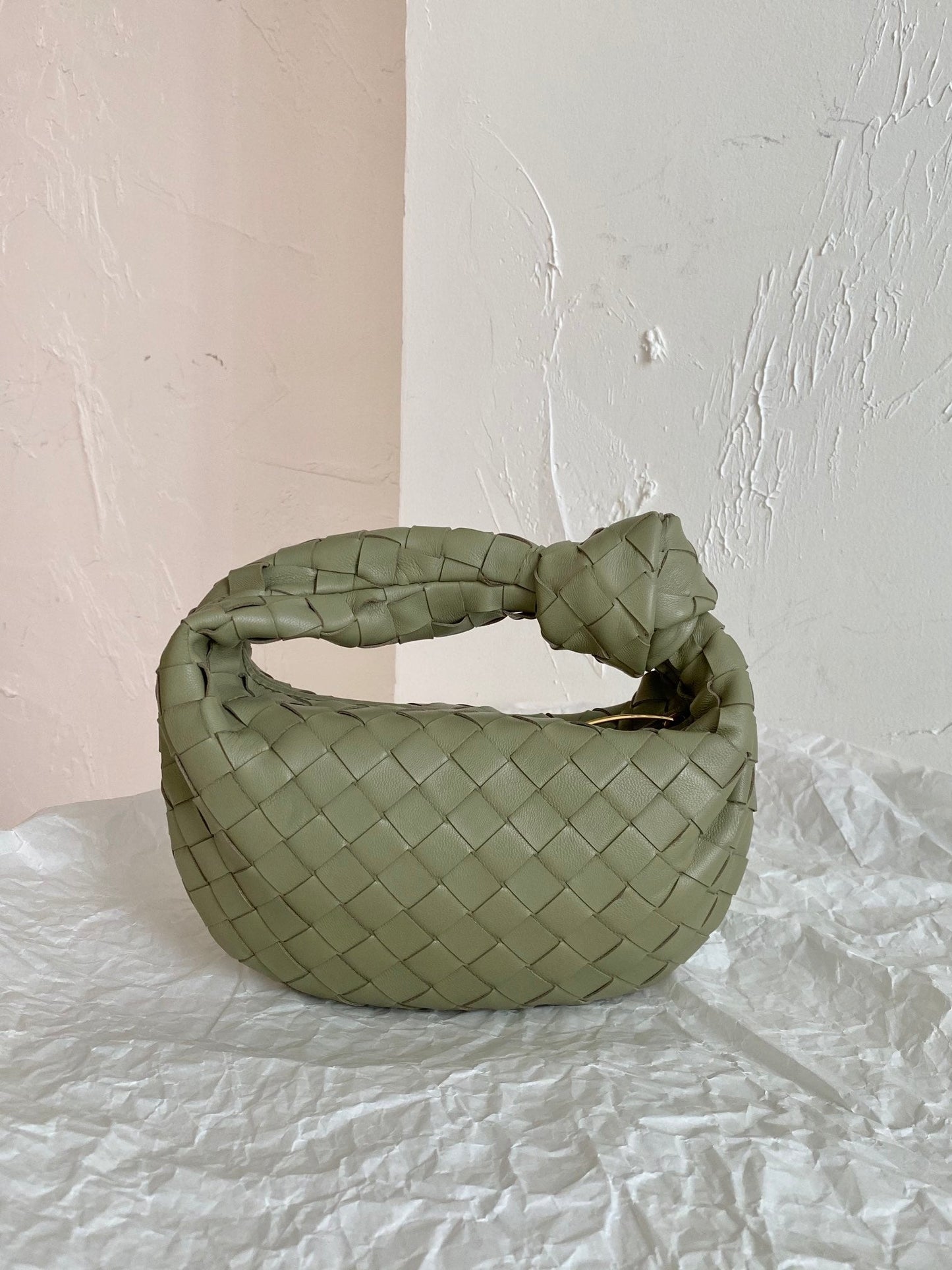 Luxury Bottega Veneta BV MINI JODIE 28CM GREEN LAMBSKIN LEATHER