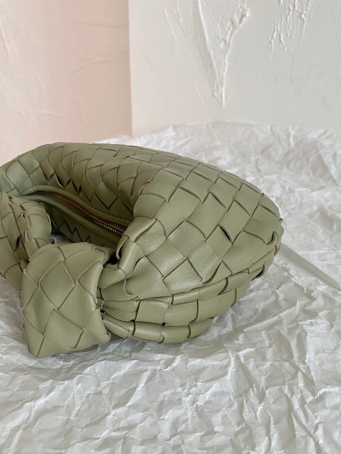 Luxury Bottega Veneta BV MINI JODIE 28CM GREEN LAMBSKIN LEATHER
