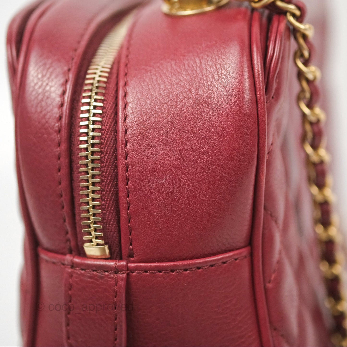 Chanel Quilted CC Small Vanity Case Dark Red Calfskin