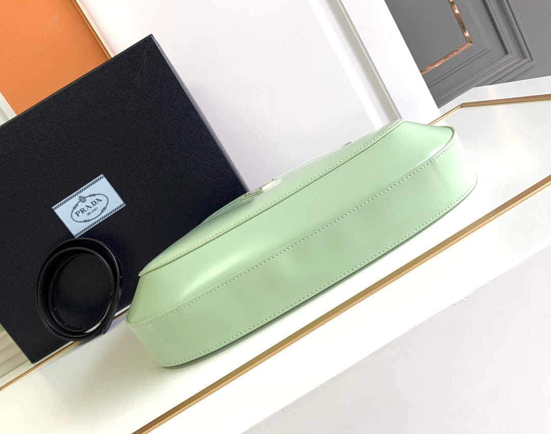 Luxury PradaCLEO 30 LIGHT GREEN BRUSHED LEATHER SHOULDER BAG
