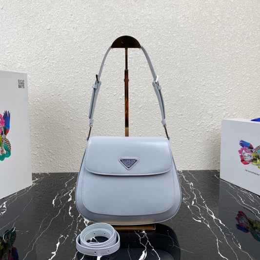 Luxury PradaCLEO 24 CLOUD BLUE BRUSHED LEATHER SHOULDER BAG