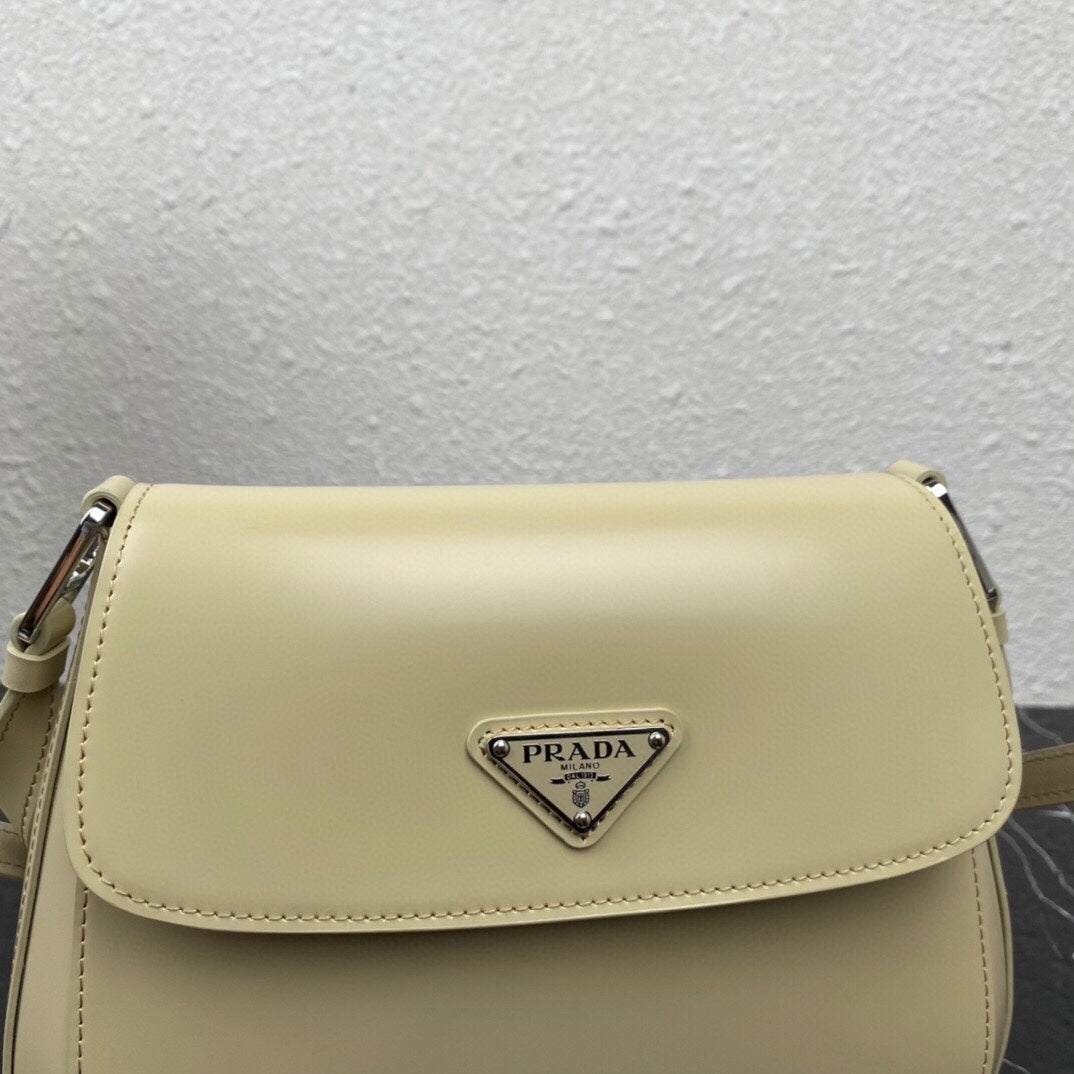 Luxury PradaCLEO 24 BEIGE BRUSHED LEATHER SHOULDER BAG