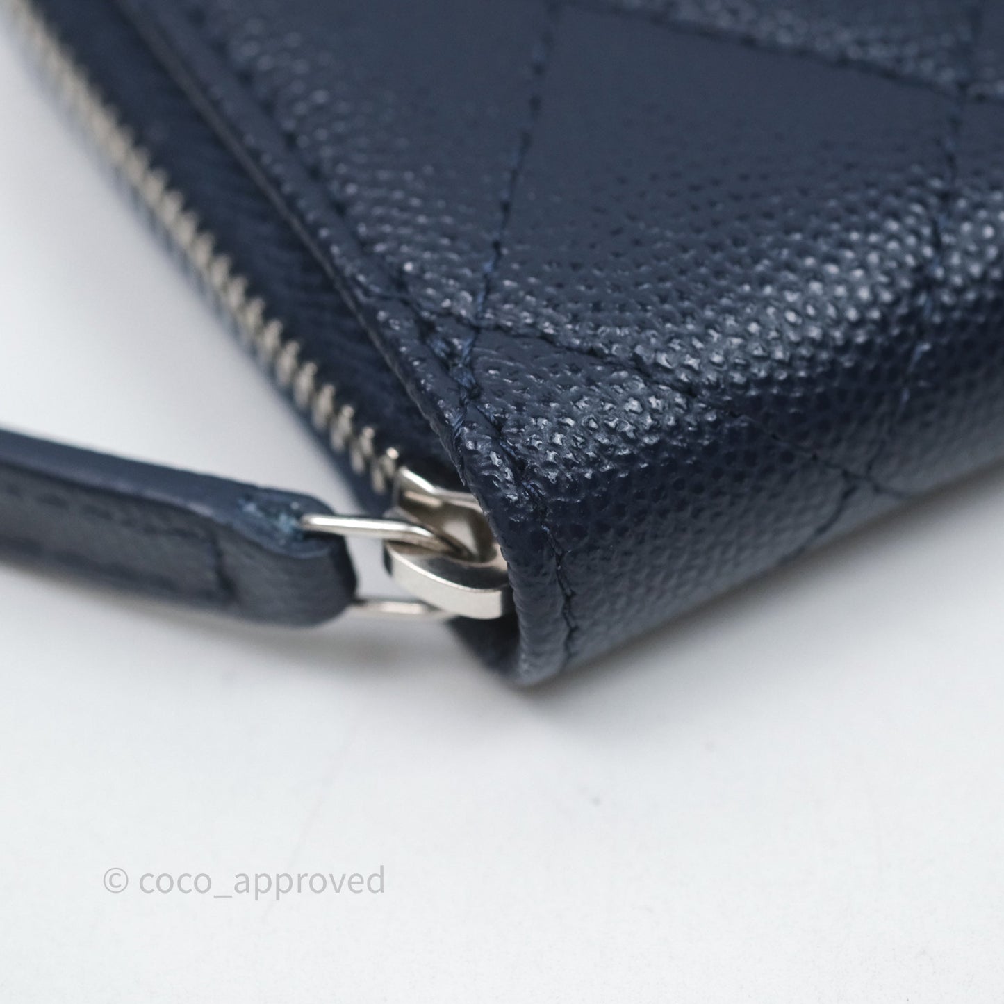 Chanel Logo CC Zipped Coin Purse Navy Caviar Silver Hardware 24P